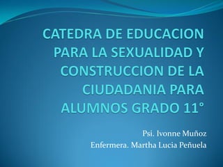 Psi. Ivonne Muñoz
Enfermera. Martha Lucia Peñuela
 