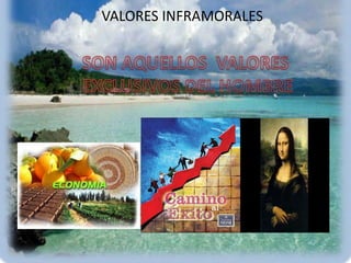 VALORES INFRAMORALESSON AQUELLOS  VALORES EXCLUSIVOS DEL HOMBRE