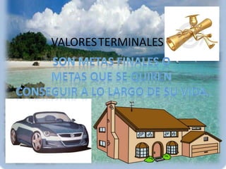 VALORESTERMINALESSON METAS FINALES O METAS QUE SE QUIREN CONSEGUIR A LO LARGO DE SU VIDA.