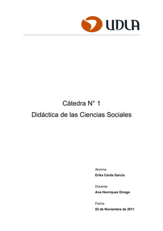 Catedra nº 1 didáctica de las ciencias sociales