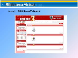 Servicios: Bibliotecas Virtuales
 