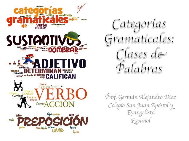 Categorías gramaticales clases de palabras