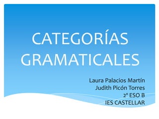 CATEGORÍAS
GRAMATICALES
      Laura Palacios Martín
        Judith Picón Torres
                   2º ESO B
            IES CASTELLAR
 