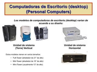 Categorías o tipos de computadoras