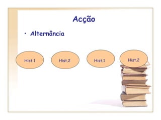 Acção   Alternância  Hist.1 Hist.2 Hist.1 Hist.2 