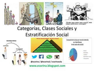 Categorías, Clases Sociales y
Estratificación Social
www.ecorina.blogspot.com
@ecorina / @ecorina2 / ecorinavzla
 
