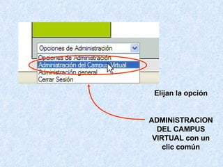 Elijan la opción ADMINISTRACION DEL CAMPUS VIRTUAL con un clic común 