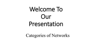 Welcome To
Our
Presentation
Categories of Networks
 
