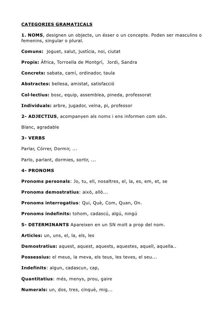 Categories gramaticals