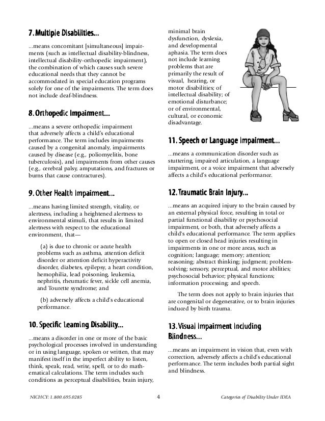 Categories of disability