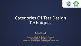 Categories Of Test Design
Techniques
 