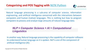 Categorizing and pos tagging with nltk python | PPTX