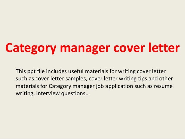 Category Manager Cover Letter