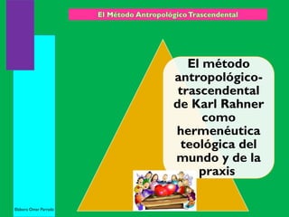 El método
antropológico-
trascendental
de Karl Rahner
como
hermenéutica
teológica del
mundo y de la
praxis
Elaboro Omar Parrado
 