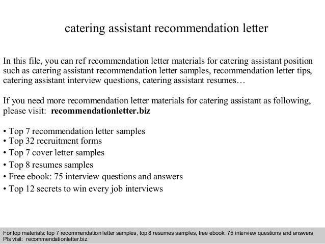 catering assistant recommendation letter kitchen assistant job description