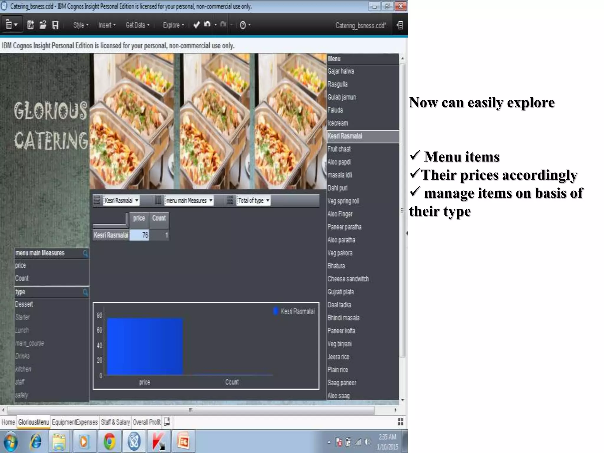 Now can easily explore
 Menu items
Their prices accordingly
 manage items on basis of
their type
 