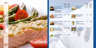 Portion
g.
Цена
грн.
Сёмга на пару под
сливочно-шпинатным
соусом
Salmon steamed with
cream spinach sauce
150/100 320,00
Стейк из лосося на
гриле
Salmon steak on the grill
150 205,00
Лосось под лимонным
соусом
Salmon with lemon sauce
150/100 250,00
Филе судака под
креветочным соусом
Perch fillet shrimp sauce
150/100 280,00
Судак филе на гриле
Zander grilled fillet
150 220,00
Portion
g.
Цена
грн.
Стейк из палтуса
Grilled halibut
150 225,00
Стейк из осетрины
Grilled sturgeon
150 440,00
Сибас под икорным
соусом
Sea bass with caviar sauce
1шт 415,00
Тунец под сливочным
соусом с каперсами
Tuna cream sauce with
capers
120/100 322,00
 