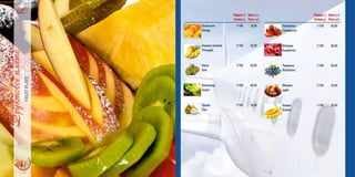 Порция(г)
Portion(g)
Цена(грн)
Price(uah)
Апельсин
Orange
1/100 30,00
Ананас свежий
Pineapple
1/100 50,00
Киви
Kiwi
1/100 60,00
Виноград
Grapes
1/100 60,00
Груша
Pear
1/100 50,00
Порция(г)
Portion(g)
Цена(грн)
Price(uah)
Клубника
Strawberries
1/100 60,00
Малина
Raspberries
1/100 60,00
Черника
Blueberries
1/100 60,00
Яблоко
apple
1/100 30,00
Банан
Banana
1/100 30,00
 