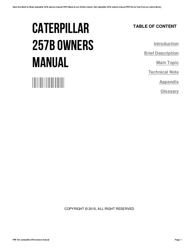 Caterpillar 257b Owners Manual