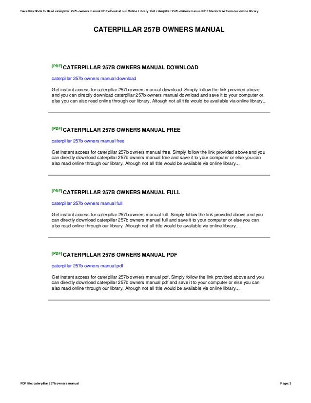 Cat 257b Owners Manual