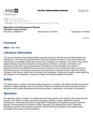 operation maintenance manual - CAT caterpillar 262c2 skid steer loader ...