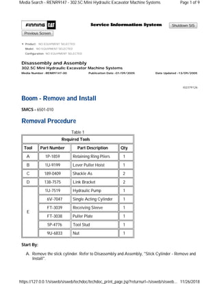 Caterpillar 302.5c Mini Hyd (GBB) Excavator Service Manual | PDF