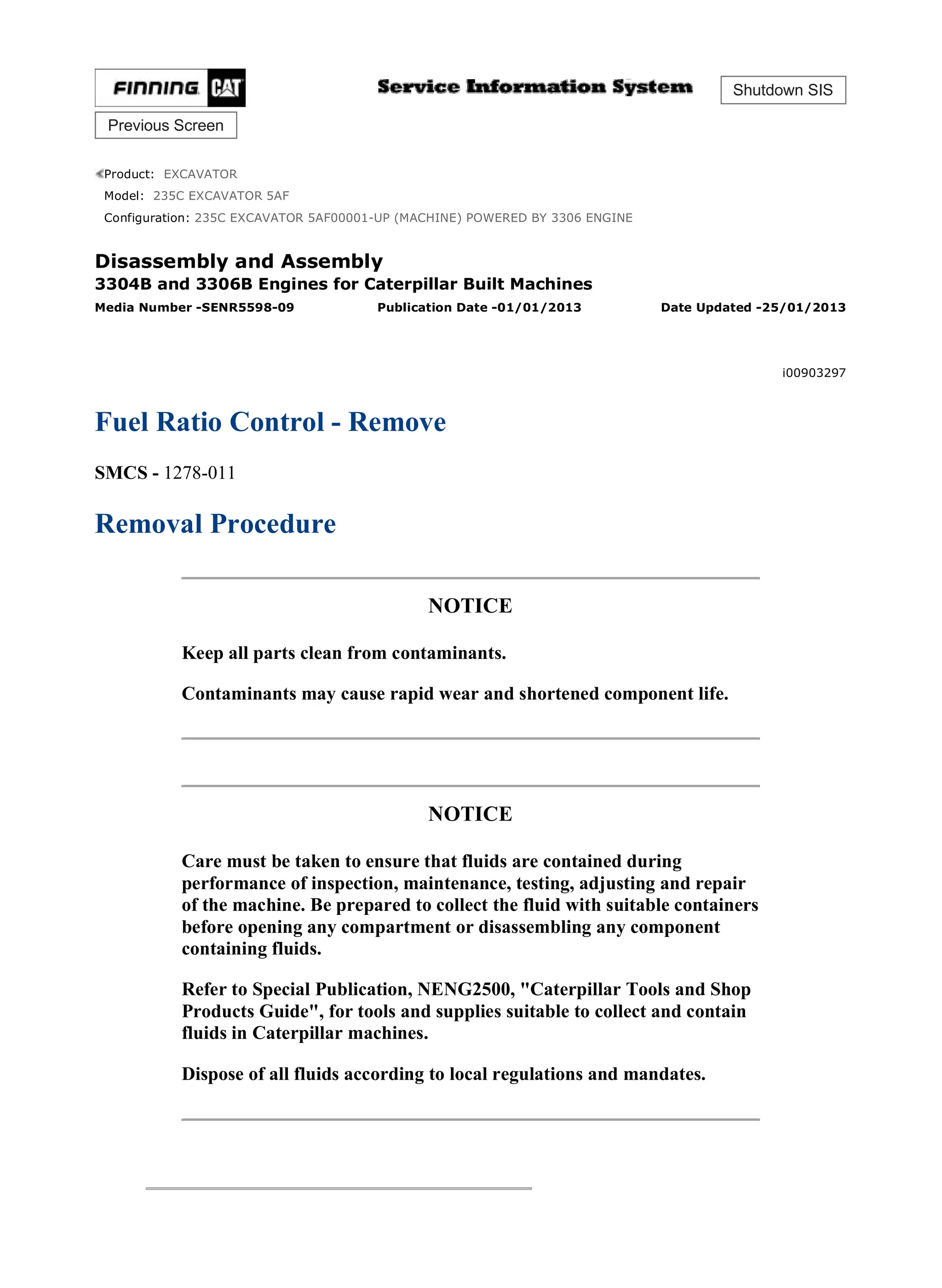 Caterpillar Cat 235C EXCAVATOR (3306 ENGINE) Service Repair Manual.pdf