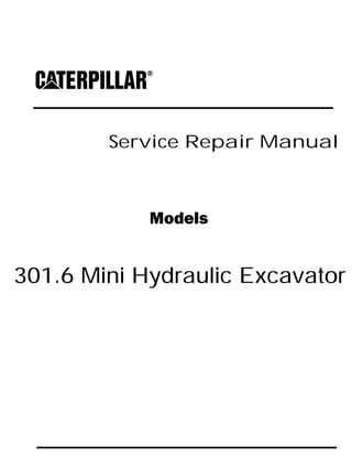 Service Repair Manual
Models
301.6 Mini Hydraulic Excavator
 