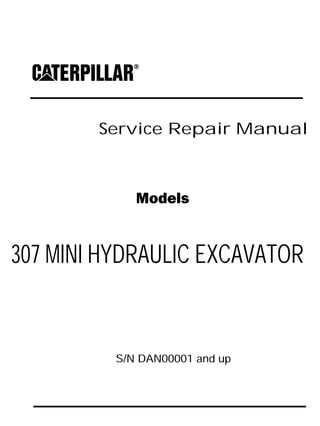 Service Repair Manual
Models
S/N DAN00001 and up
307 MINI HYDRAULIC EXCAVATOR
 