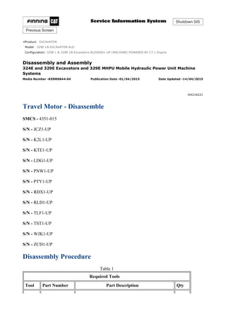 Caterpillar Cat 329E L Excavator (Prefix RLD) Service Repair Manual ...