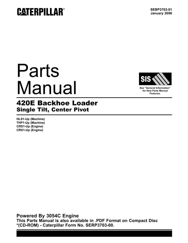 Caterpillar cat 420 e backhoe loader parts catalogue manual PDF