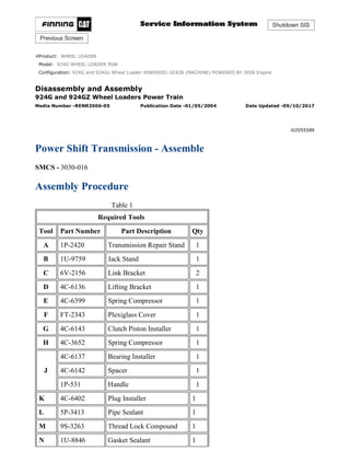 Caterpillar Cat 924Gz Wheel Loader (Prefix 9SW) Service Repair Manual ...