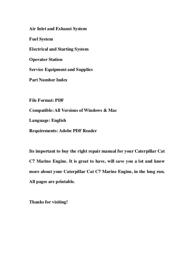 Caterpillar cat c7 marine engine parts manual download