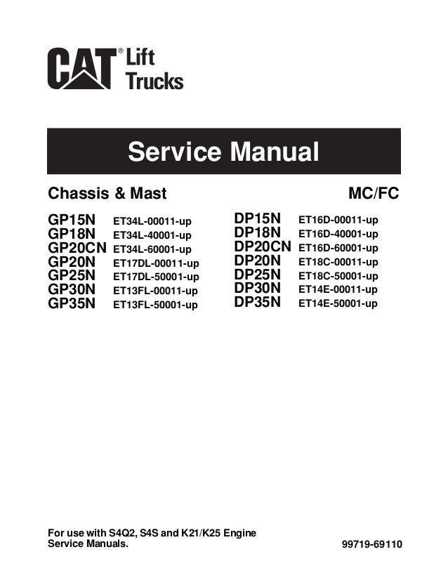 Caterpillar Cat Gp18 N Forklift Lift Trucks Service Repair Manual Sn