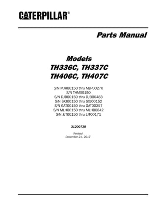 Caterpillar cat th407 c telehandler parts catalogue manual | PDF