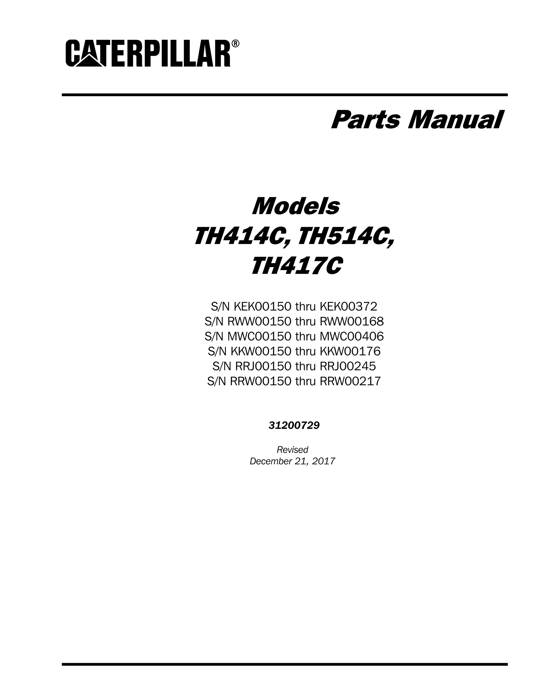 Caterpillar cat th414 c, th514c, th417c telehandler parts