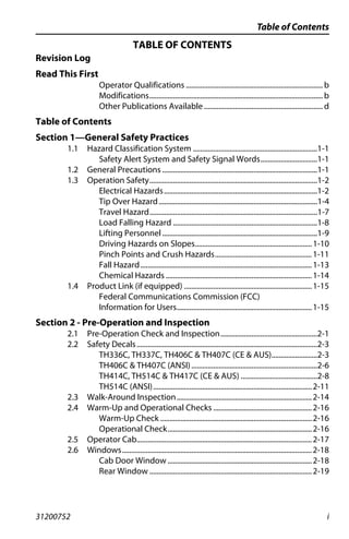 Caterpillar cat th514 c telehandler operator and maintenance manual | PDF