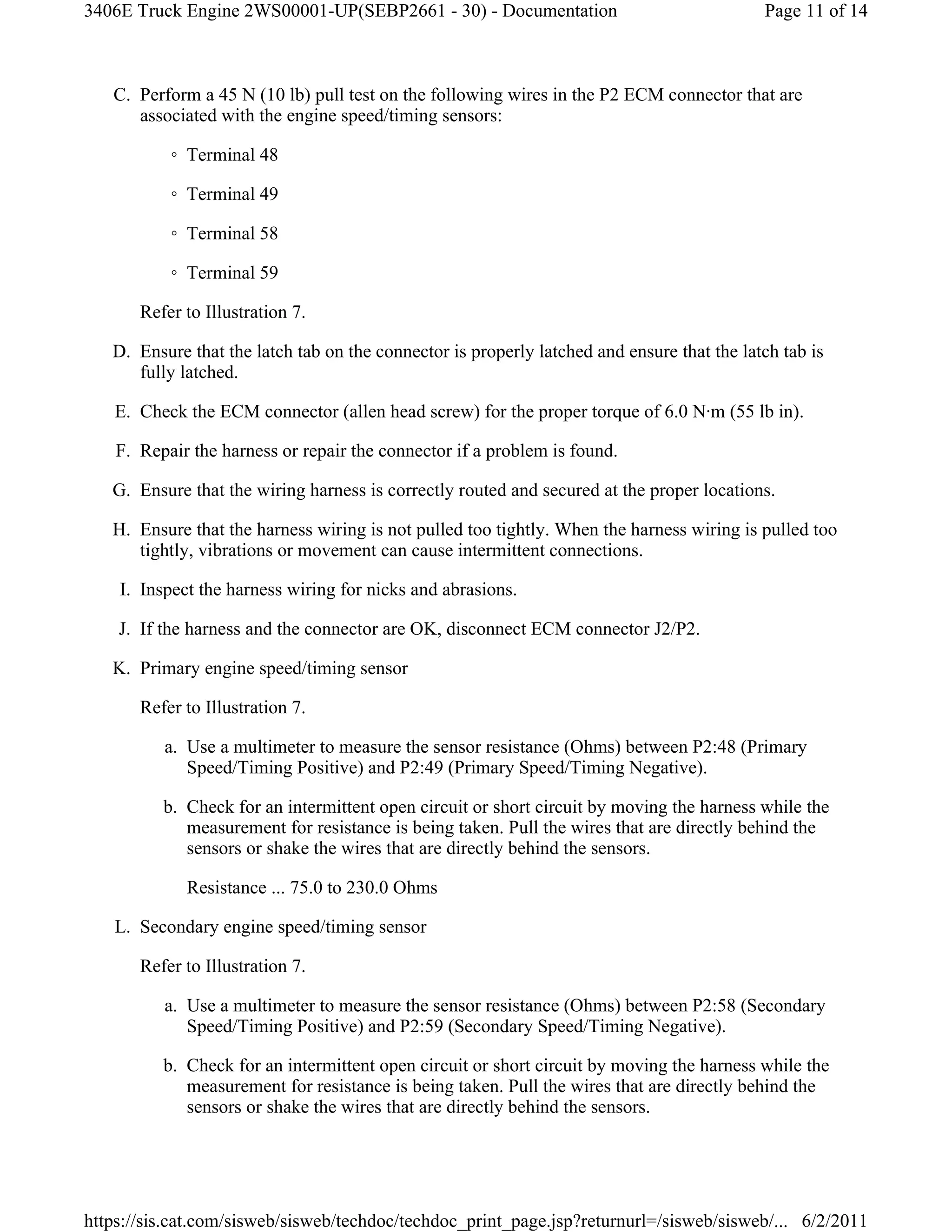 Caterpillar engine speed timing sensor circuit test | PDF