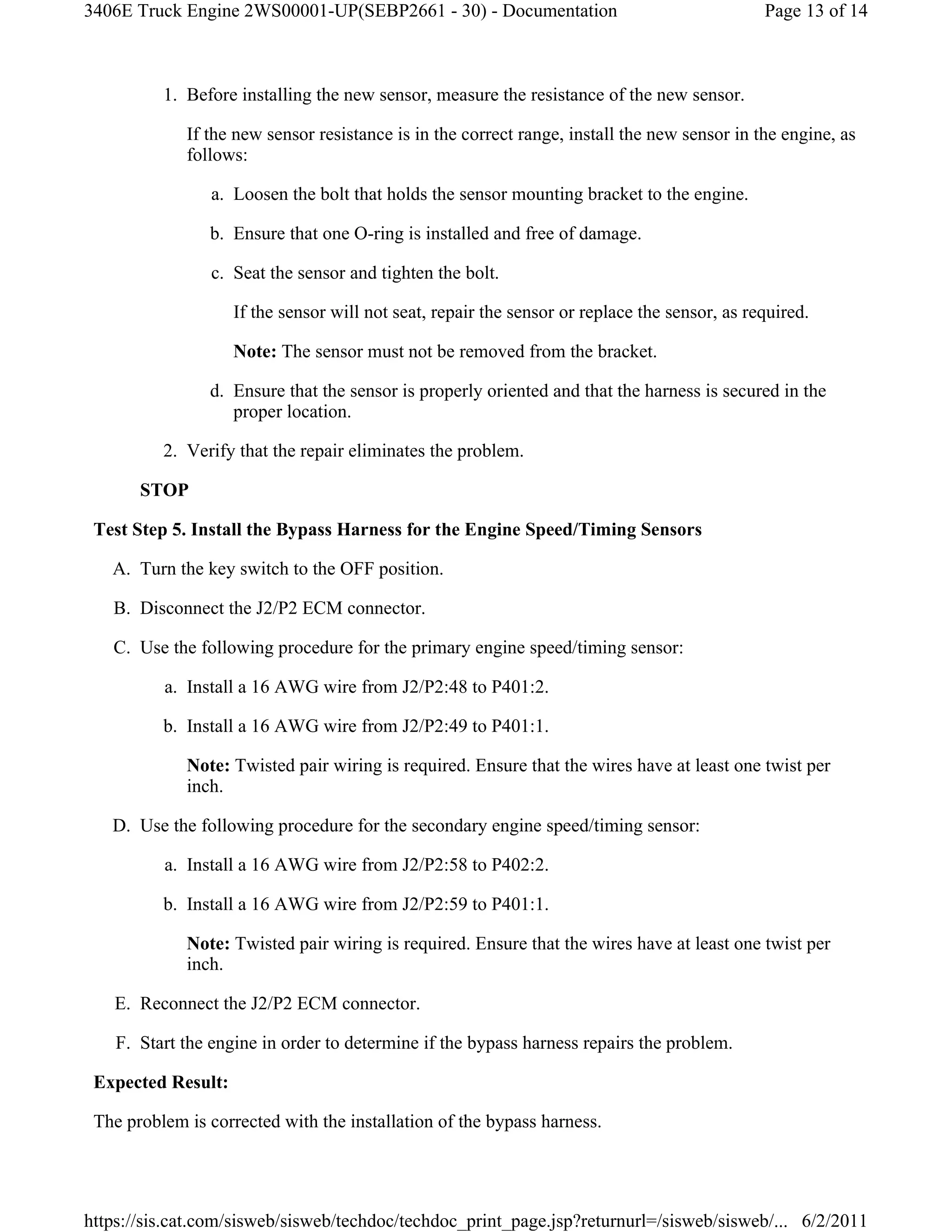 Caterpillar engine speed timing sensor circuit test | PDF