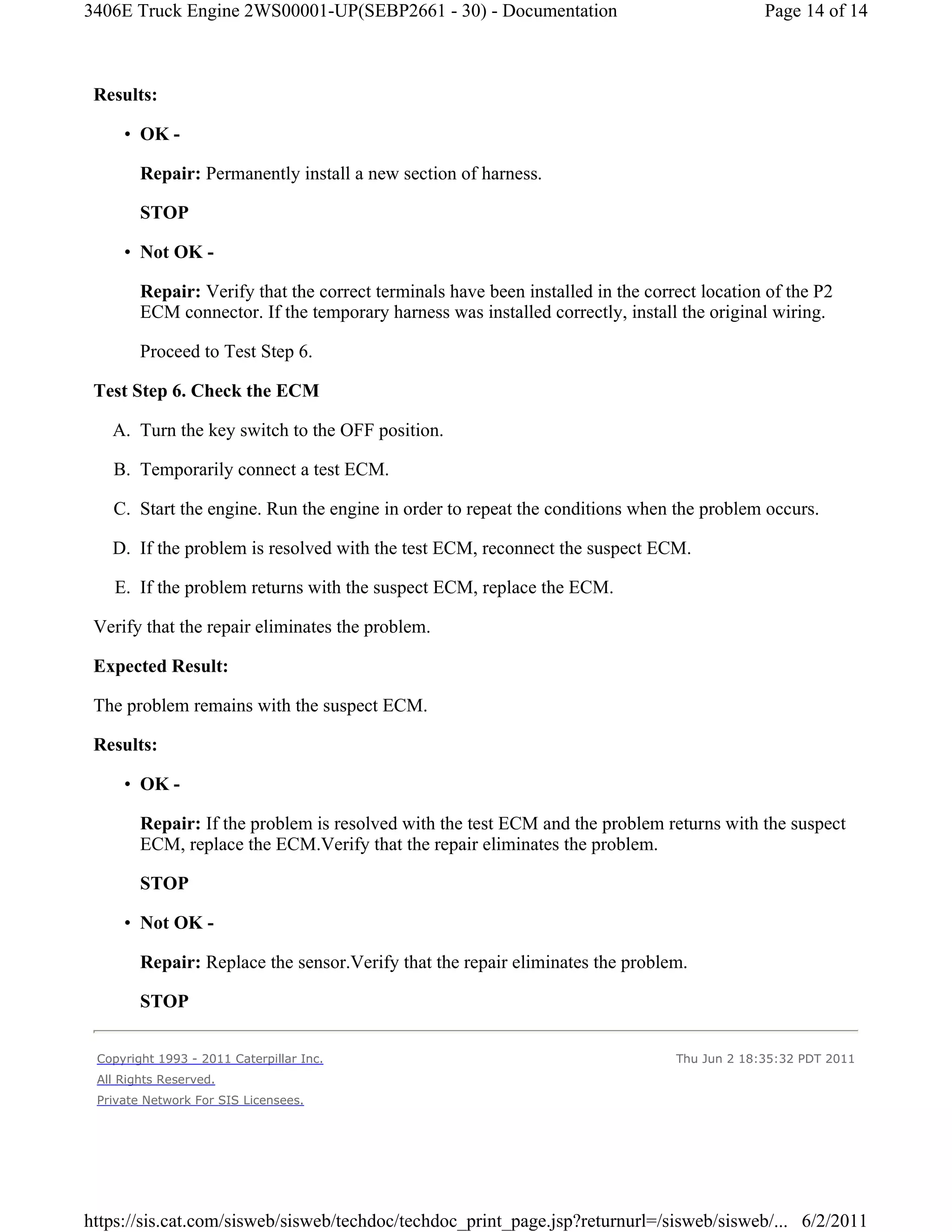 Caterpillar engine speed timing sensor circuit test | PDF