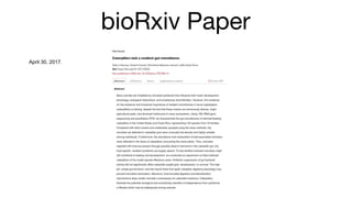 bioRxiv Paper
April 30, 2017.
 