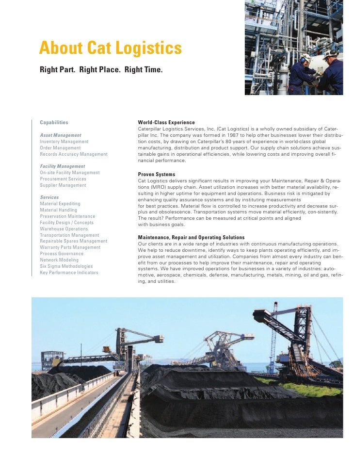 Caterpillar Logistics Services, Inc. Cat Logistics Right Part. Righ…