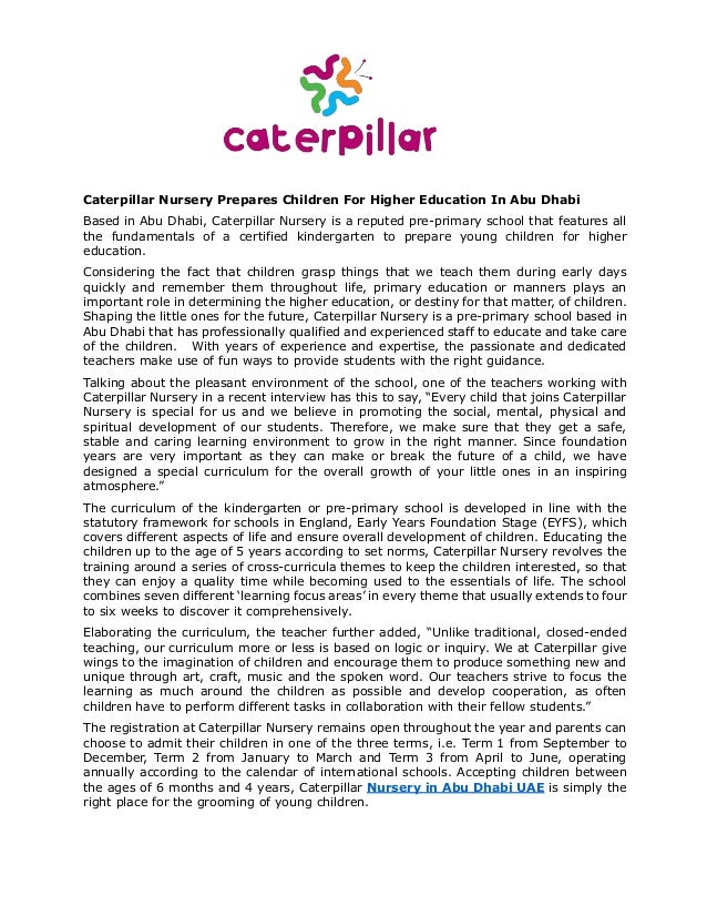Caterpillar Nursery Prepares Children For Higher Education In Abu Dhabi