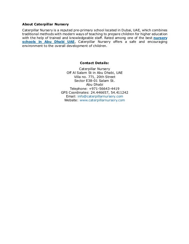 Caterpillar Nursery Prepares Children For Higher Education In Abu Dhabi