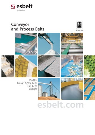 esbelt
  Conveyor belts




Conveyor
and Process Belts                 ISO 9001:2008




                   2012




             Profiles
   Round & Vee belts
           Flat belts
             Buckets




                          esbelt.com
 