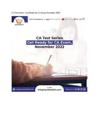 CA Test Series | Crack CA Final Exam | Academy Tax4wealth 
