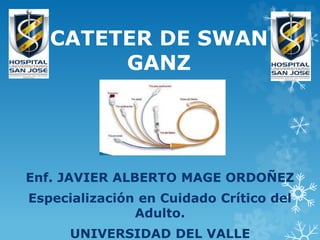 CATETER DE SWAN
GANZ
Enf. JAVIER ALBERTO MAGE ORDOÑEZ
Especialización en Cuidado Crítico del
Adulto.
UNIVERSIDAD DEL VALLE
 