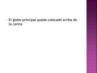 El globo principal queda colocado arriba de
la carina
 