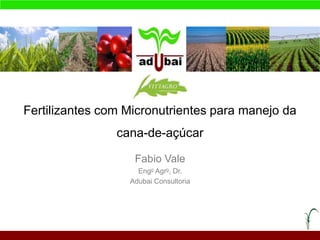 Fertilizantes com Micronutrientes para manejo da
cana-de-açúcar
Fabio Vale
Engo Agro, Dr.
Adubai Consultoria
 