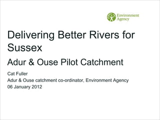 Delivering Better Rivers for
Sussex
Adur & Ouse Pilot Catchment
Cat Fuller
Adur & Ouse catchment co-ordinator, Environment Agency
06 January 2012
 